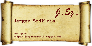 Jerger Szénia névjegykártya